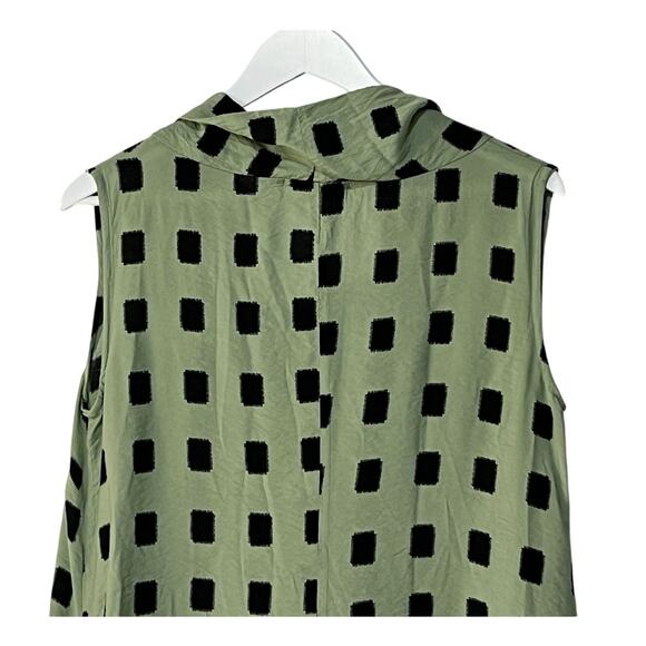 Cut Loose Womens Size Medium Cowl Neck A-Line Mini Dress Geo Print Green Black - Picture 6 of 11